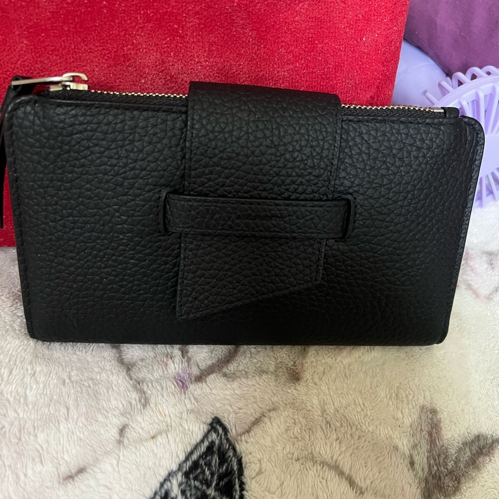 All Saints Black Leather Ray Wallet nwt